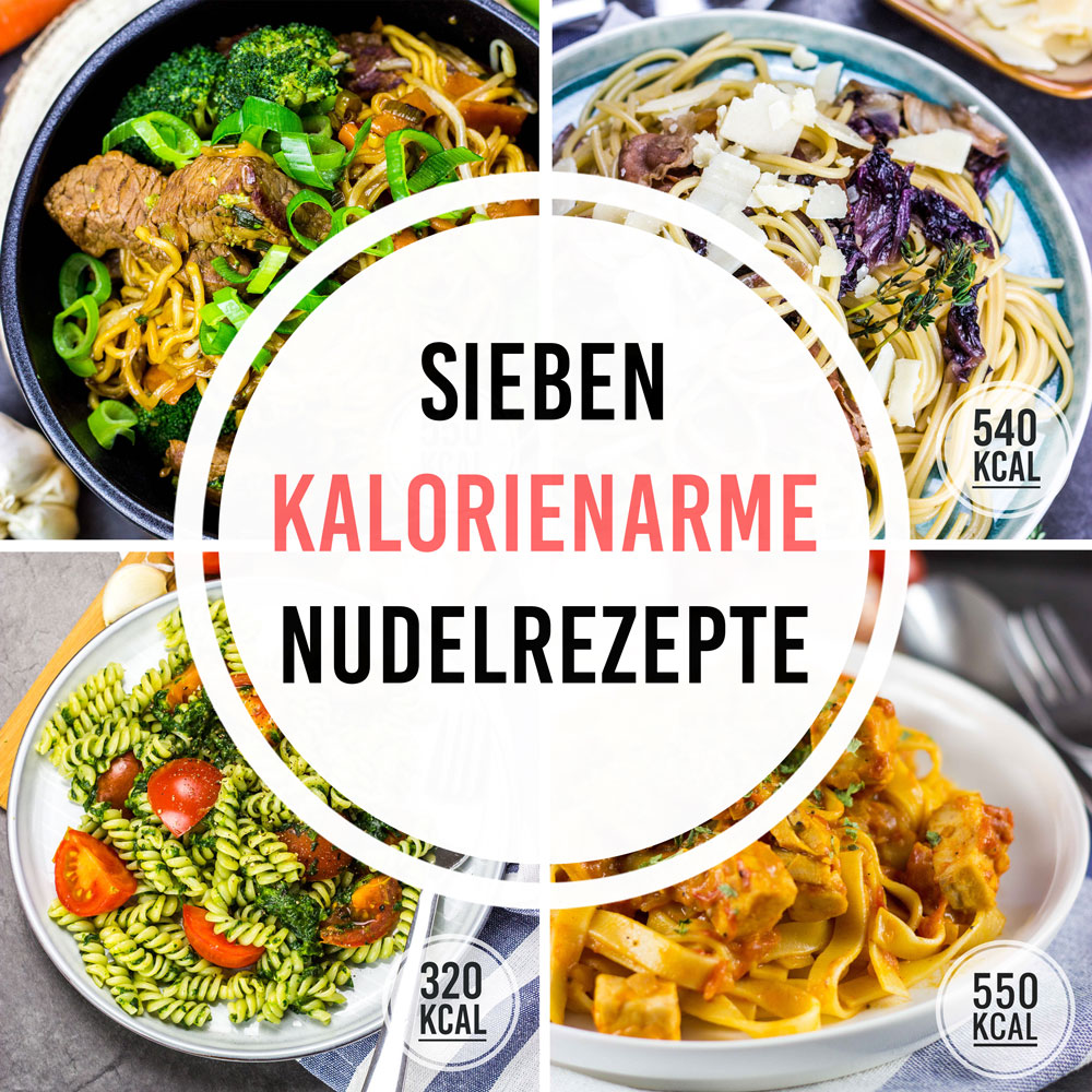 Einfache und kalorienarme Nudelrezepte. Mal was anderes als nur Tomatensauce und bringt etwas Abwechslung auf den Teller. Kalorienarmes Essen. Gesundes und kalorienarmes Kochen. Schnelle und einfache Rezepte zum Abnehmen. - kaloriengeniessen.de #nudeln #pasta #einfach #tomaten #bolognese #lachs #spinat #asiatisch #kalorienarmerezepte #kaloriengeniessen #rezeptezumabnehmen