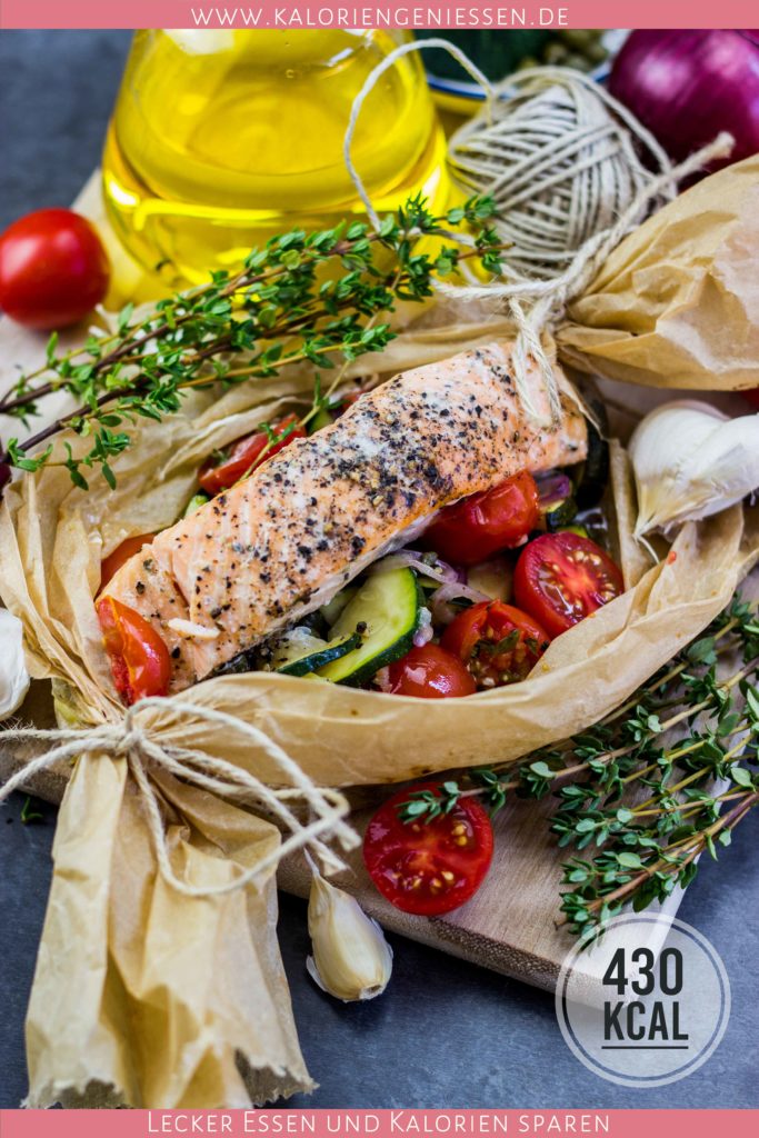 Lachs Mit Zucchini Und Tomaten Aus Dem Ofen Kalorienarm Und Einfach Kalorien Geniessen