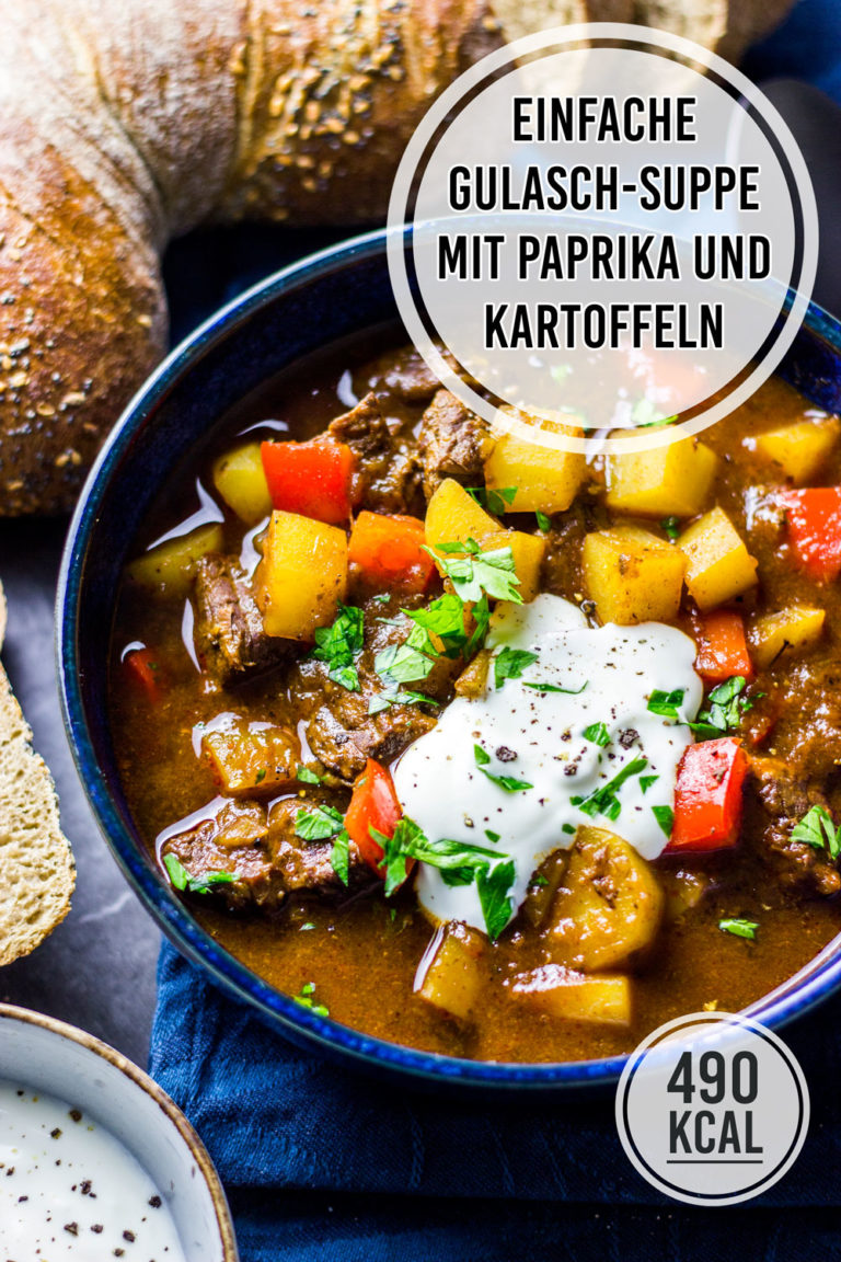 Einfache Gulasch-Suppe mit Paprika und Kartoffeln (klassisches Rezept ...