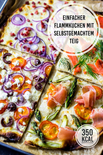 Flammkuchen mit selbstgemachtem Teig (kalorienarme Rezepte klassisch ...