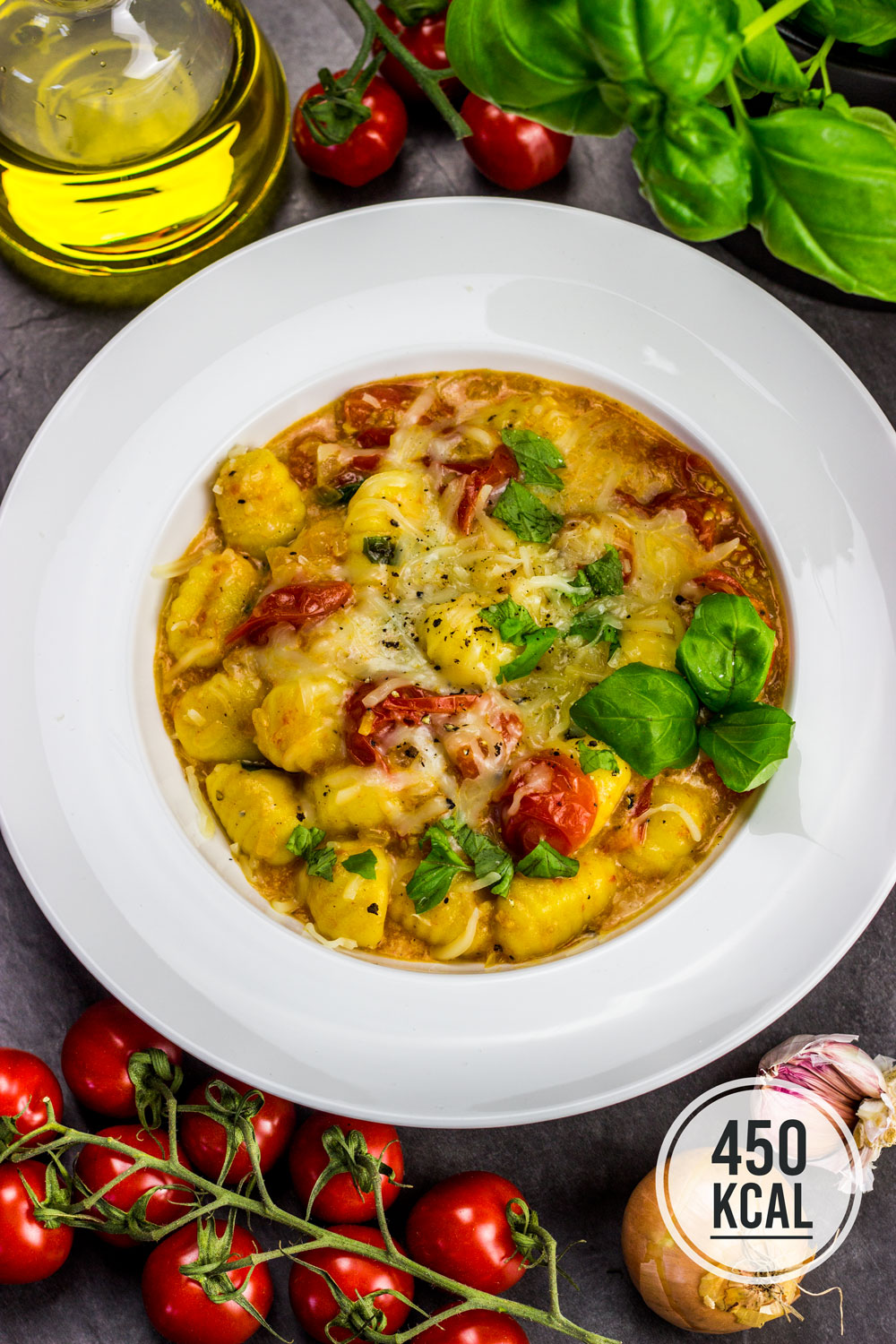Kalorienarme Käse-Gnocchi mit Tomaten - Kalorien genießen