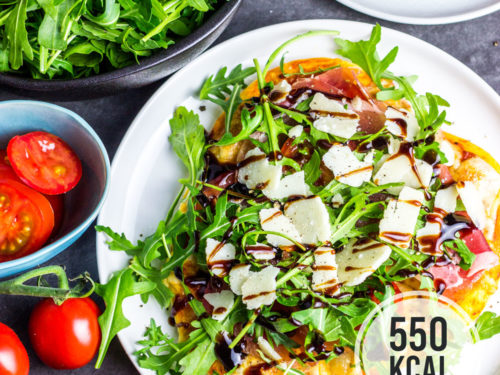 Selbstgemachte Und Kalorienarme Rucola Schinken Pizza Mit Parmesan Und Balsamico Kalorien Geniessen