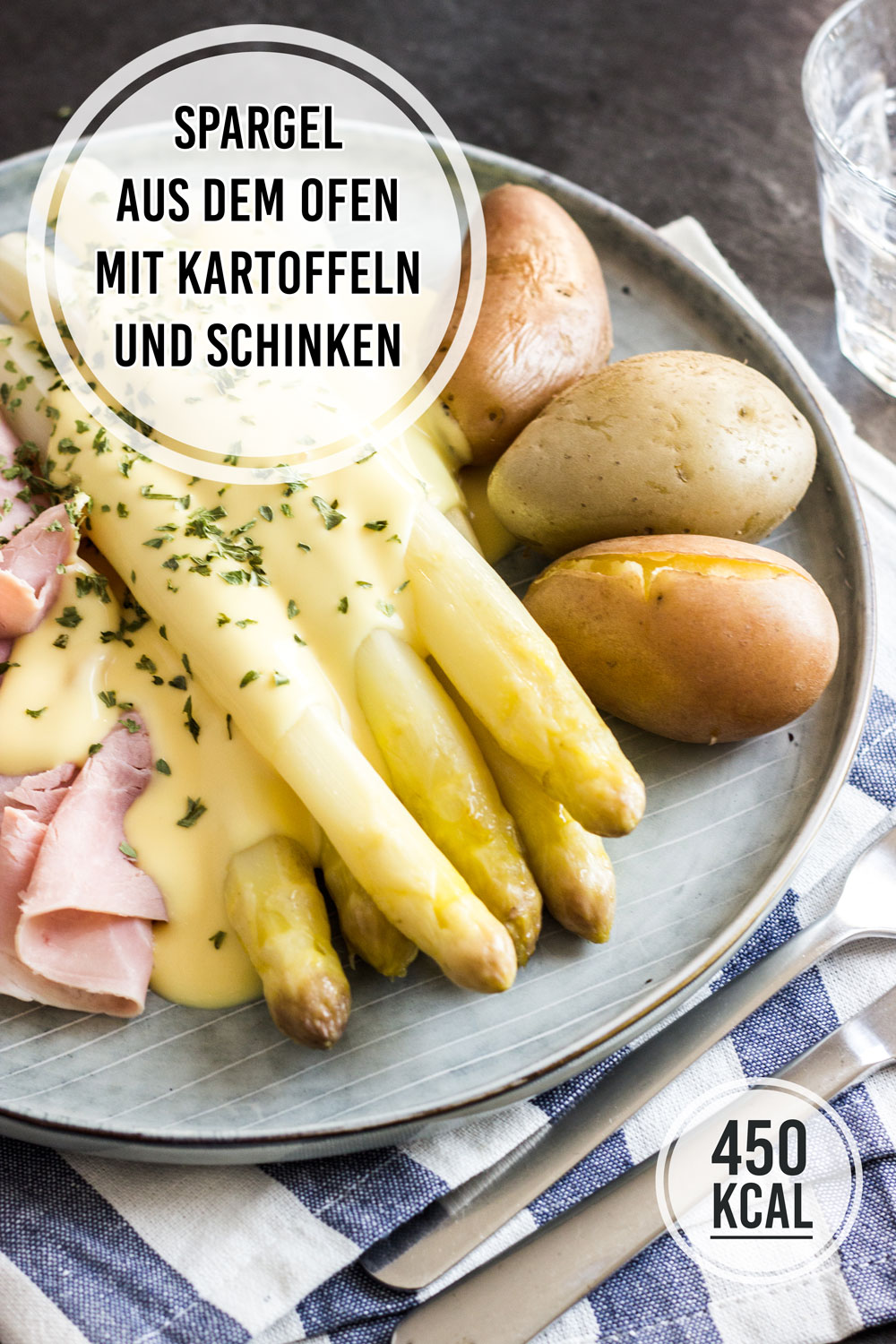 Spargel aus dem Ofen mit Kartoffeln und Schinken (kalorienarm und ...