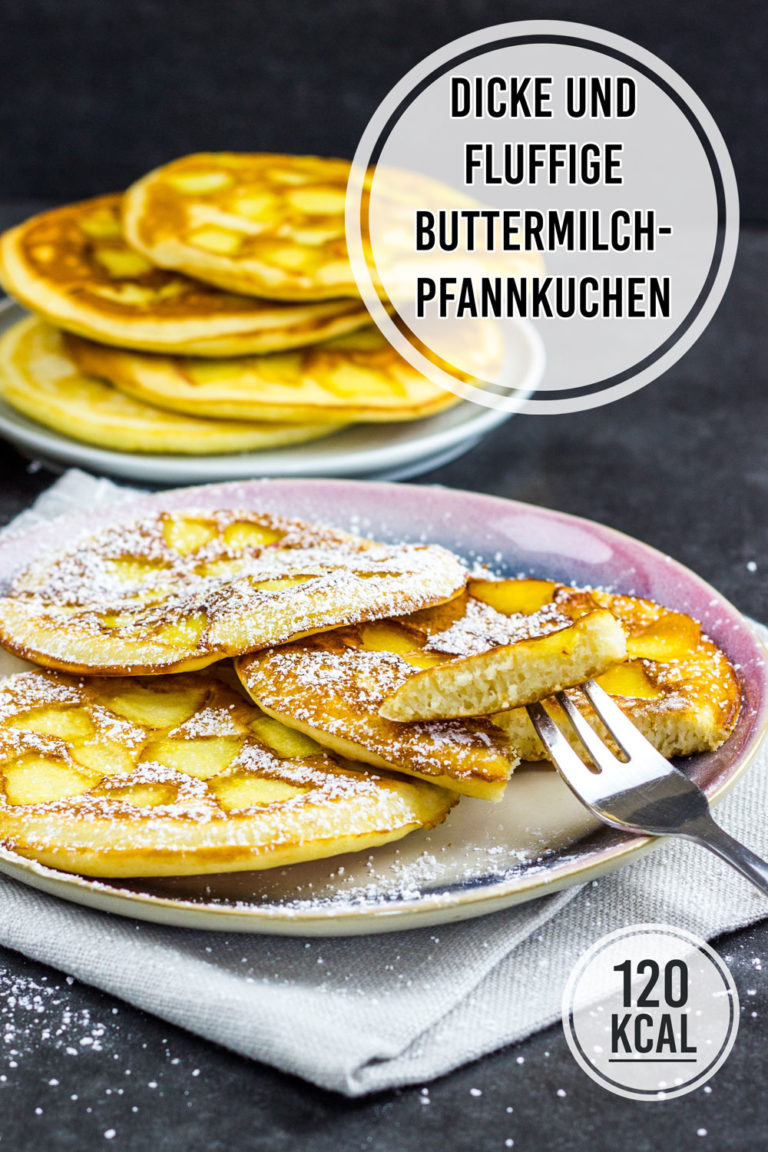 Super fluffige Buttermilch-Pfannkuchen mit Apfel (kalorienarm - ohne ...